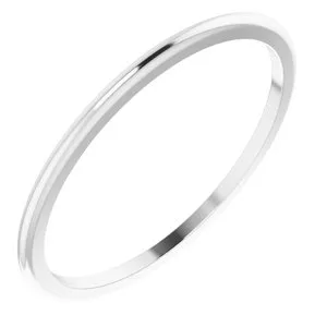 10K White 1 mm Half Round Band Size 6