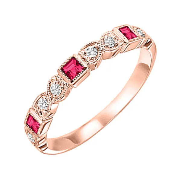 10KT Pink Gold & Diamond Classic Book Stackable Fashion Ring  - 1/10 ctw
