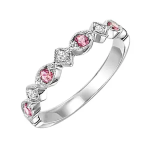 10KT White Gold & Diamond Classic Book Stackable Fashion Ring  - 1/10 ctw