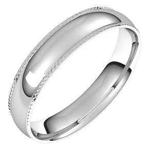 14K White 4 mm Rope Half Round Comfort Fit Band Size 7
