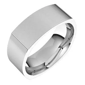 14K White 8 mm Square Comfort Fit Band Size 6