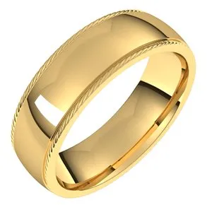 14K Yellow 6 mm Rope Half Round Comfort Fit Band Size 7