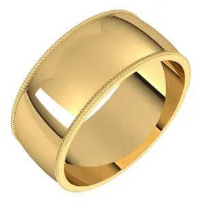 18K Yellow 8 mm Milgrain Half Round Light Band Size 8