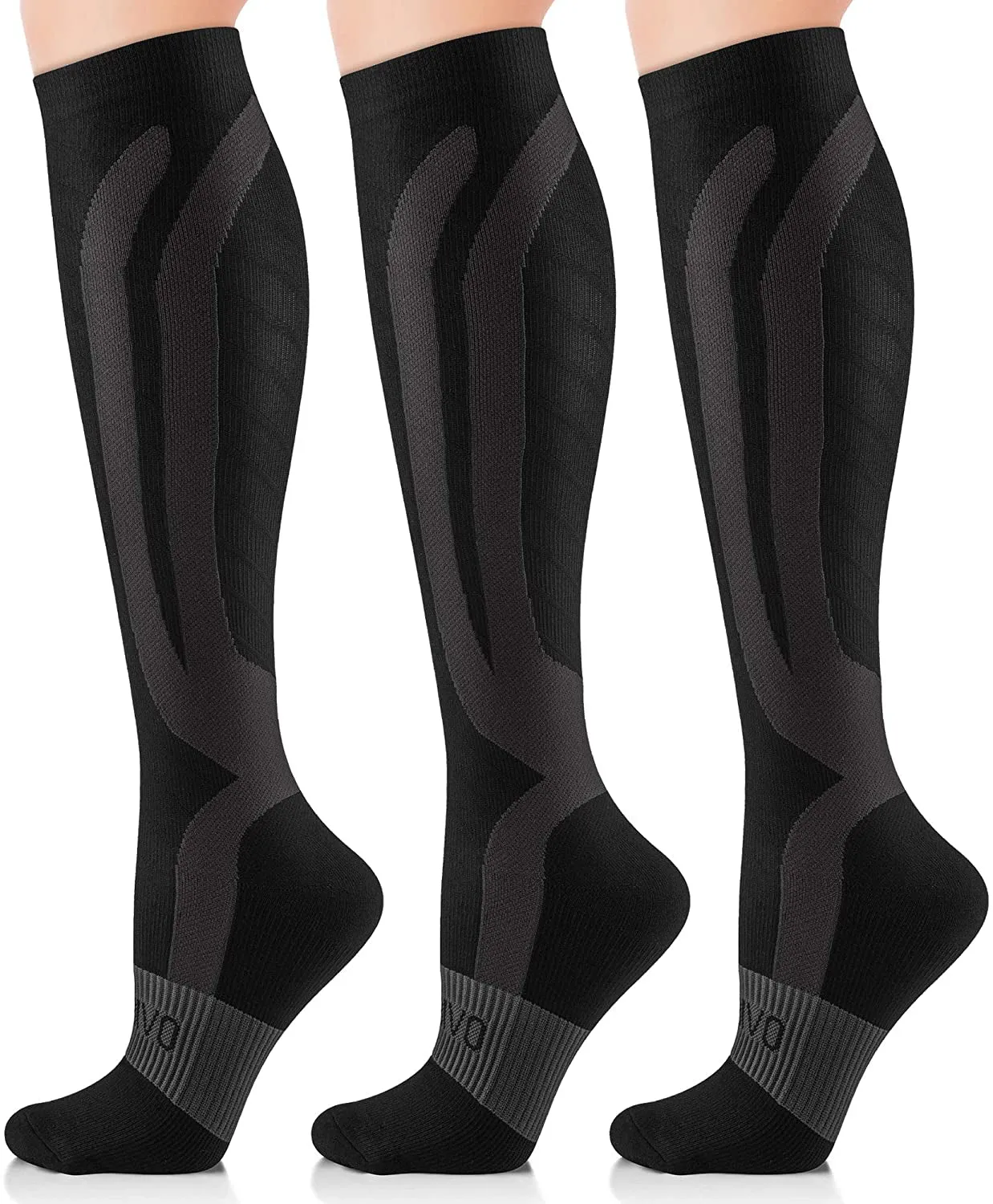 3 Pairs Compression Socks(20-30 Mmhg) for Women and Men, Fit for Running, Flight, Travel, Pregnancy, Nurses, Medical, Circulation and Recovery