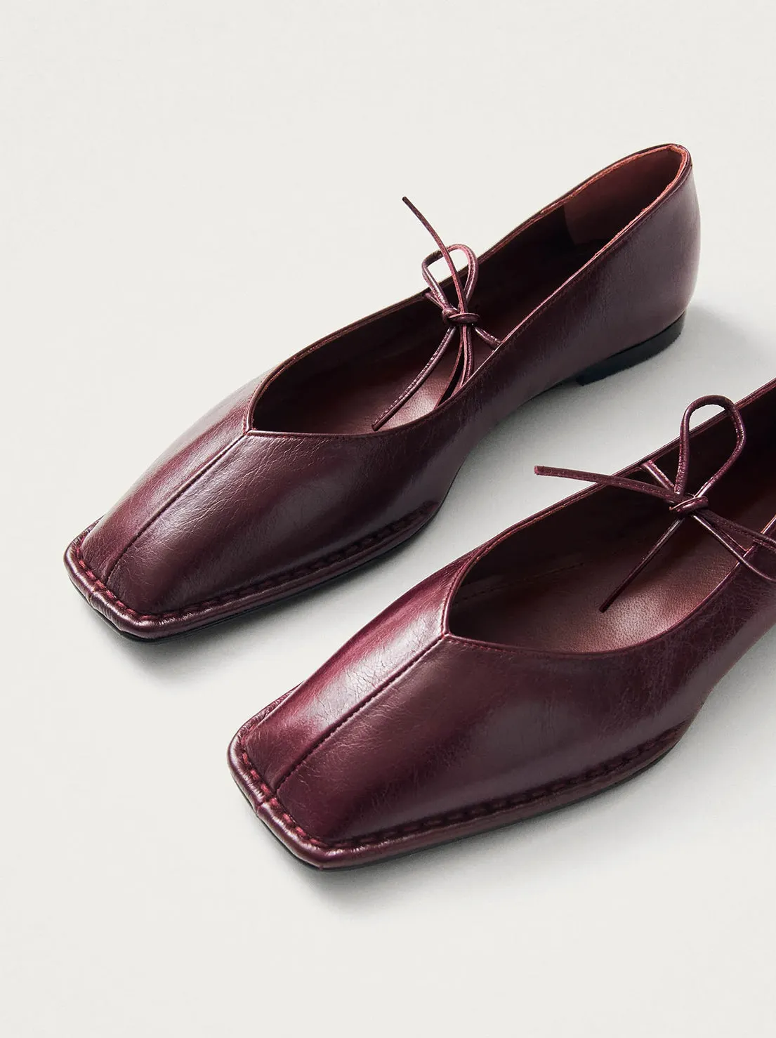 Alohas - Sway Leather Flats - Burgundy