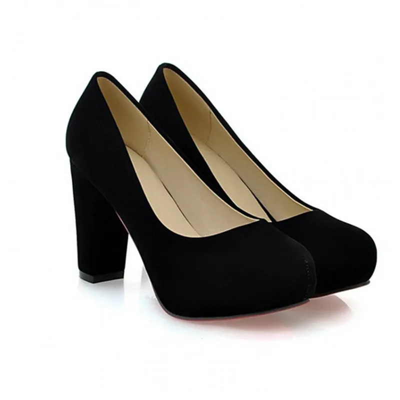 Arrivals Fashion Shallow Thick High Heels Round Toe High Heels Platform Pumps Shoes Buckle Strap Pumps