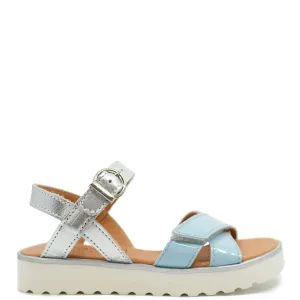 Atlanta Mocassin Sky Blue and Silver Sandal