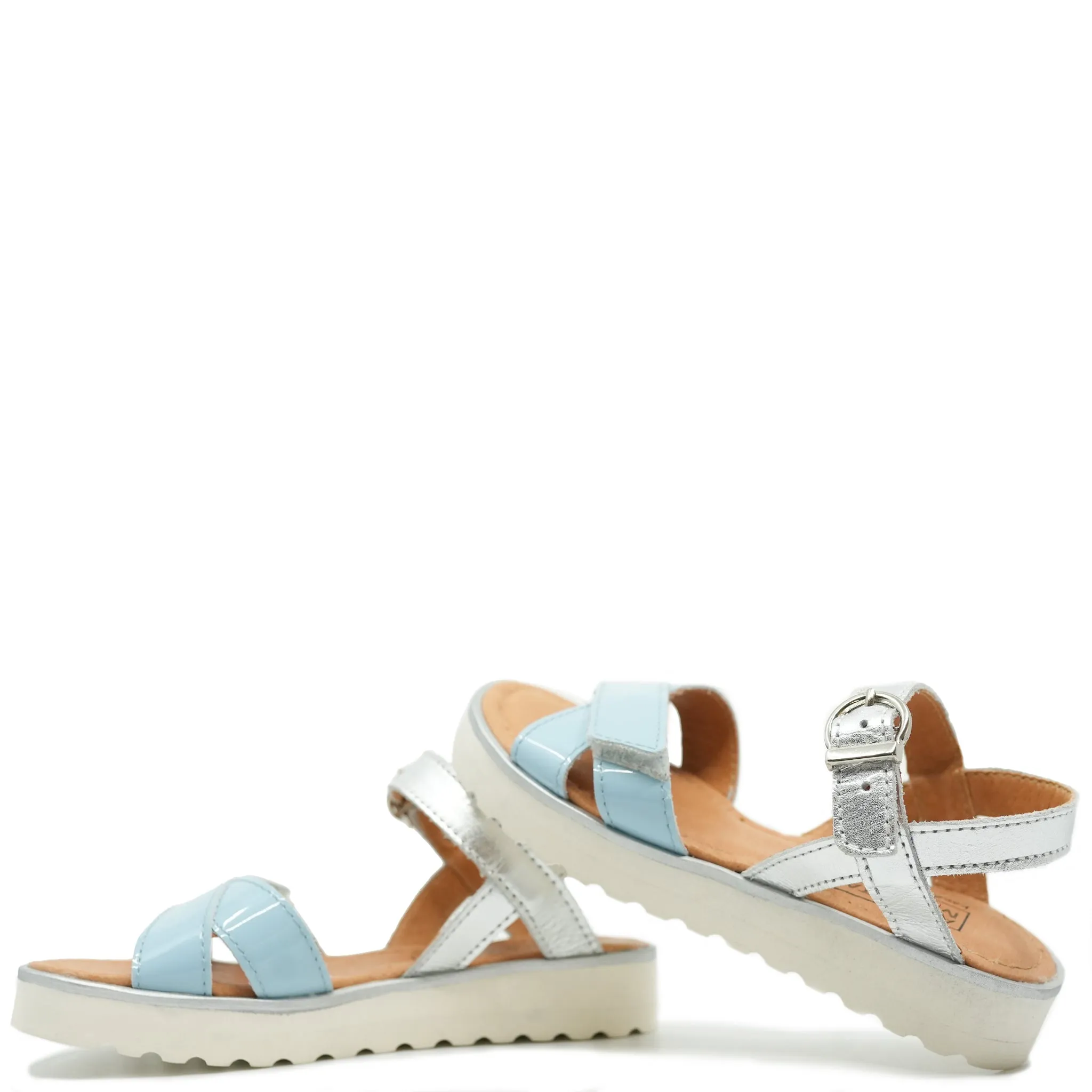 Atlanta Mocassin Sky Blue and Silver Sandal