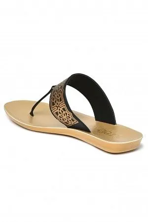 Aurelia Foil Print Black Almond Toe Flat