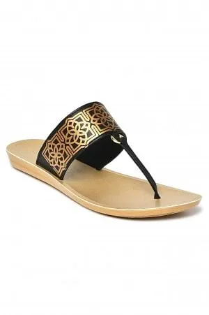 Aurelia Foil Print Black Almond Toe Flat