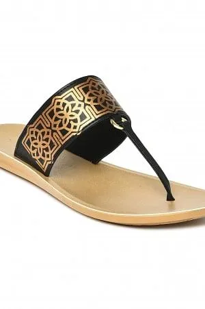 Aurelia Foil Print Black Almond Toe Flat