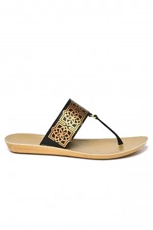 Aurelia Foil Print Black Almond Toe Flat