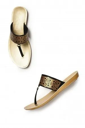 Aurelia Foil Print Black Almond Toe Flat