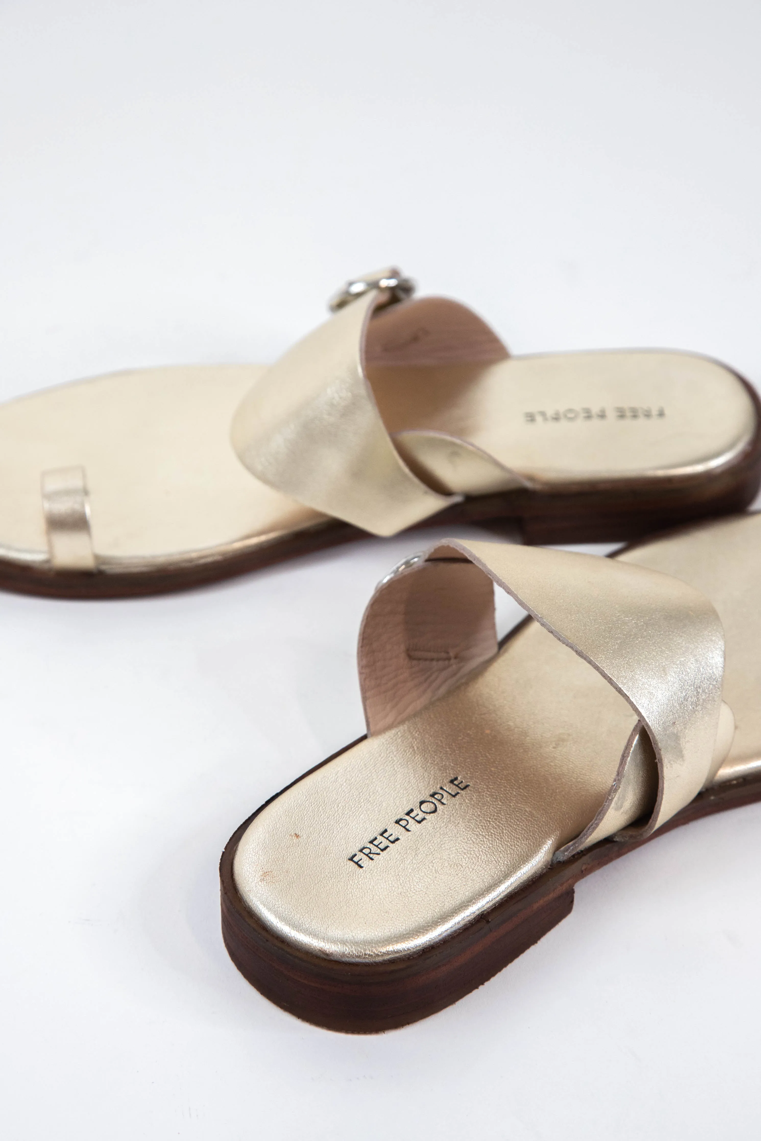 Barcelona Slip On Toe Loop Sandal, Gold Metallic | Free People