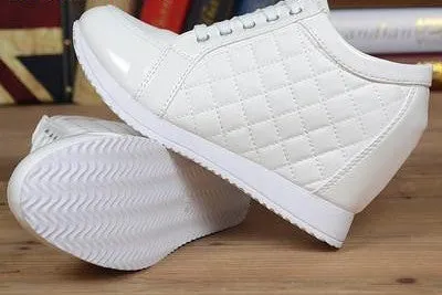Black White Hidden Wedge Heels Fashion Women's Elevator Shoes Casual Shoes For Women wedge heel Rhinestone