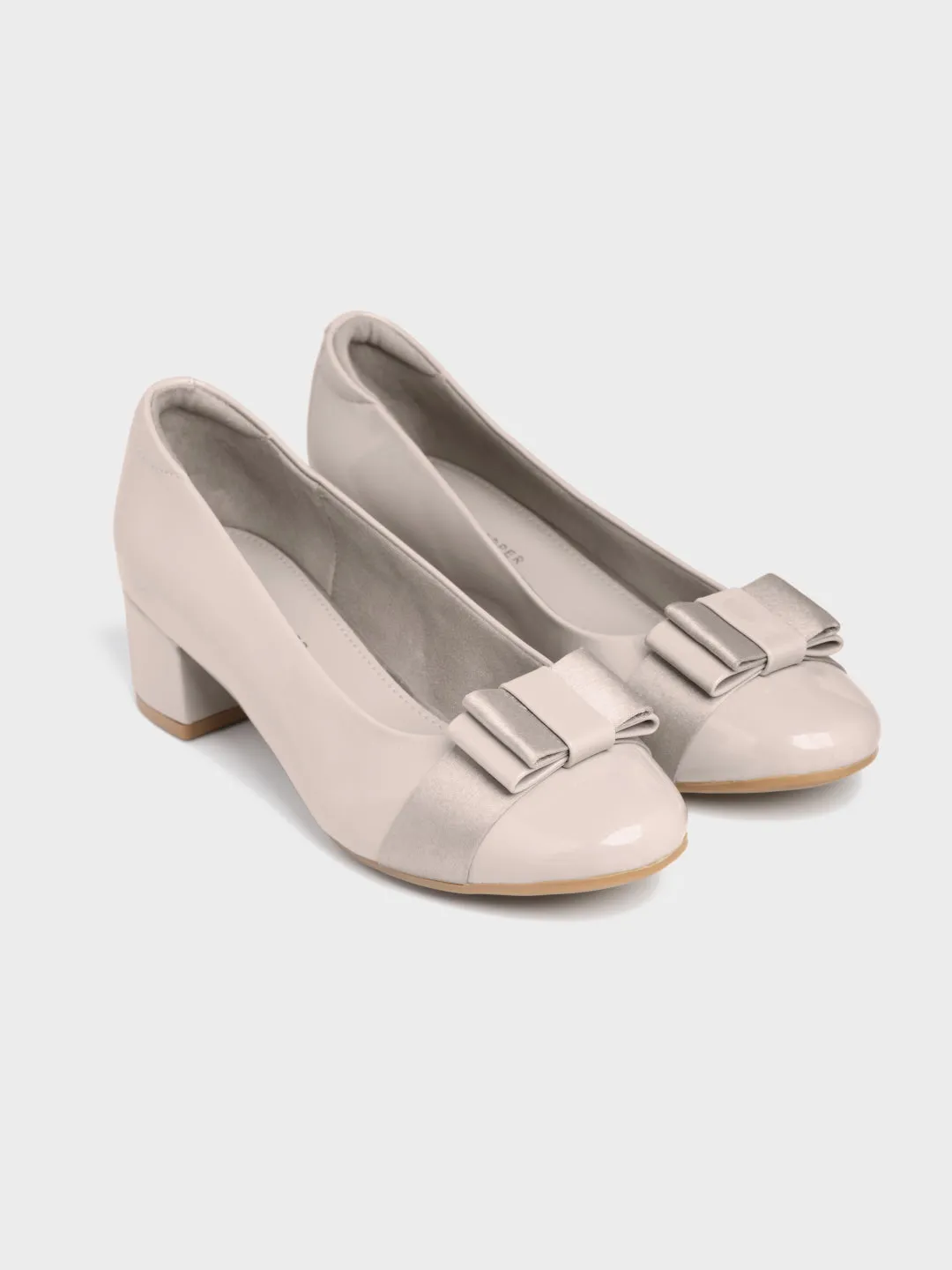 Block Heel Pumps With Bow