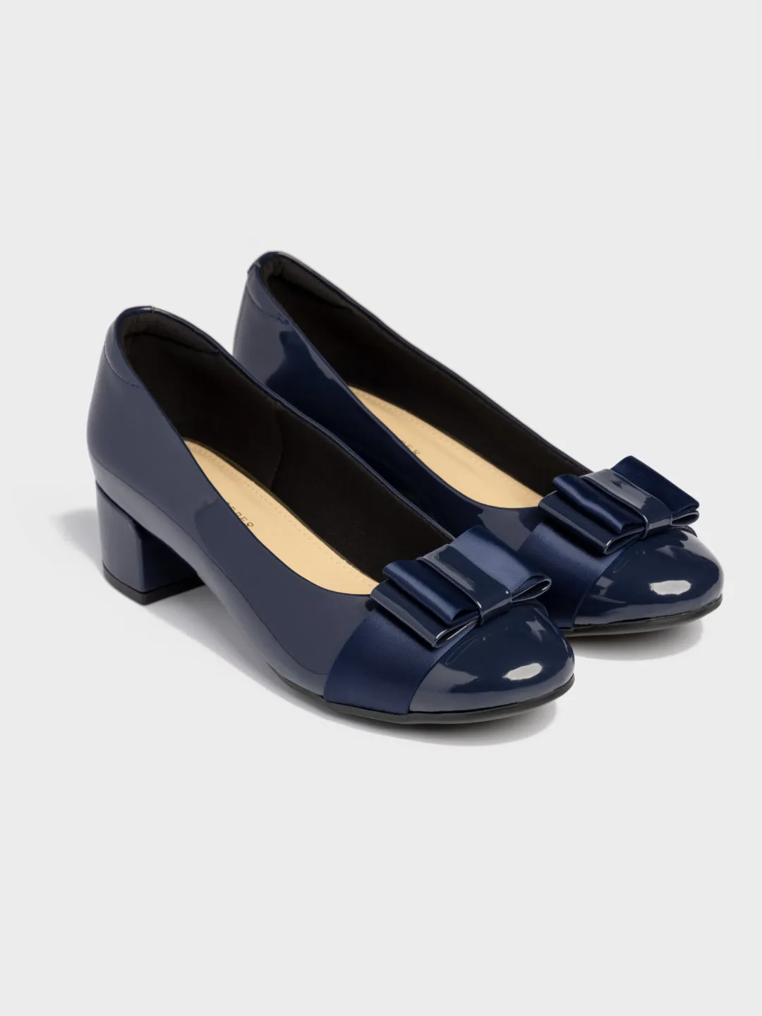 Block Heel Pumps With Bow