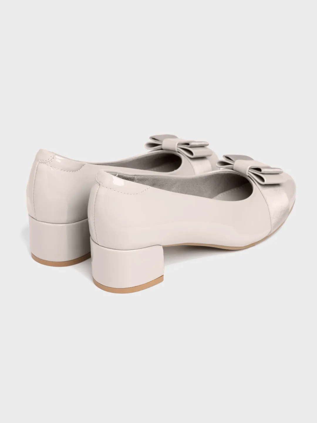 Block Heel Pumps With Bow
