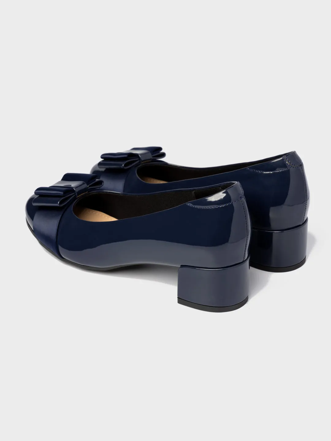 Block Heel Pumps With Bow