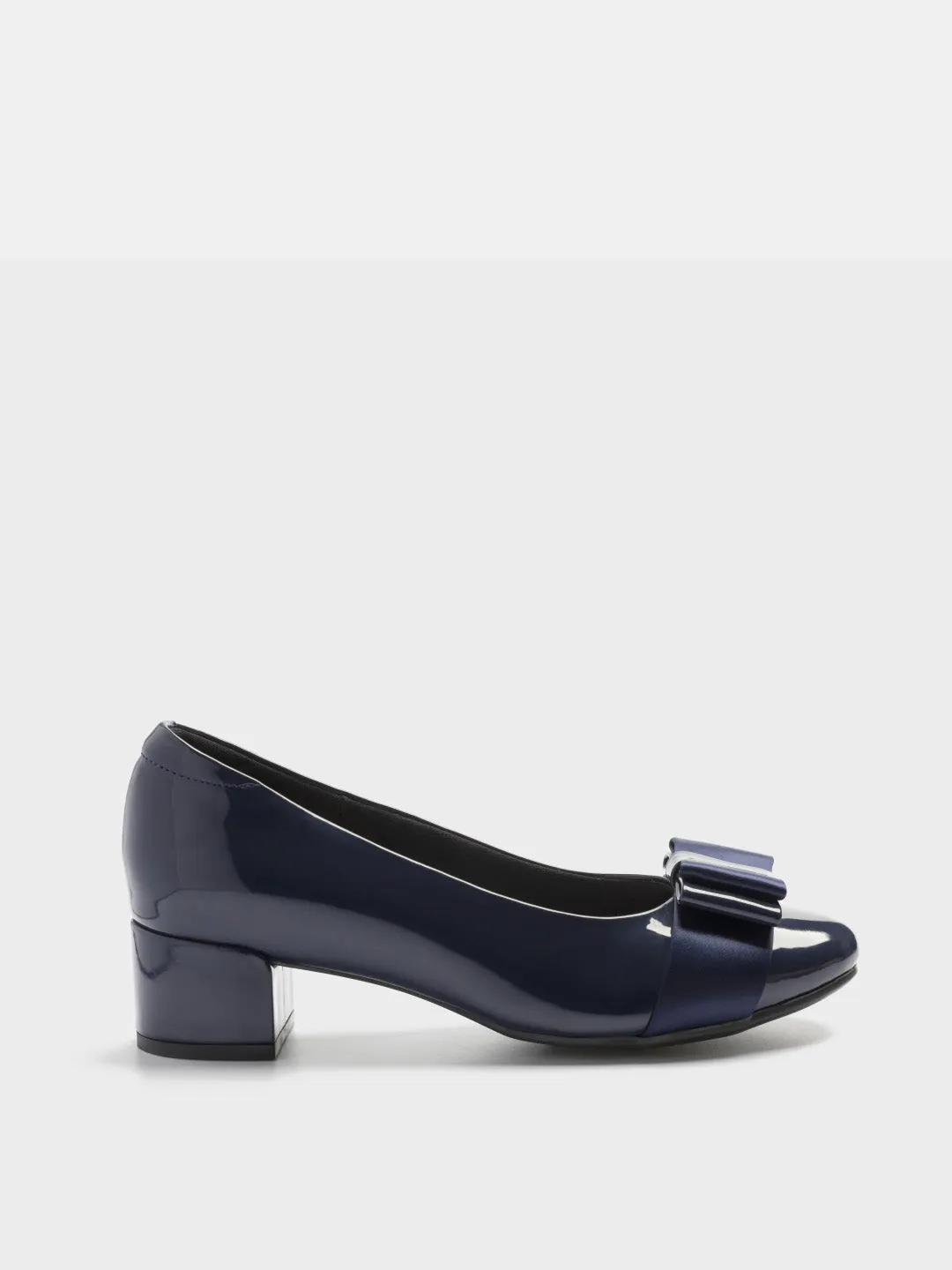 Block Heel Pumps With Bow