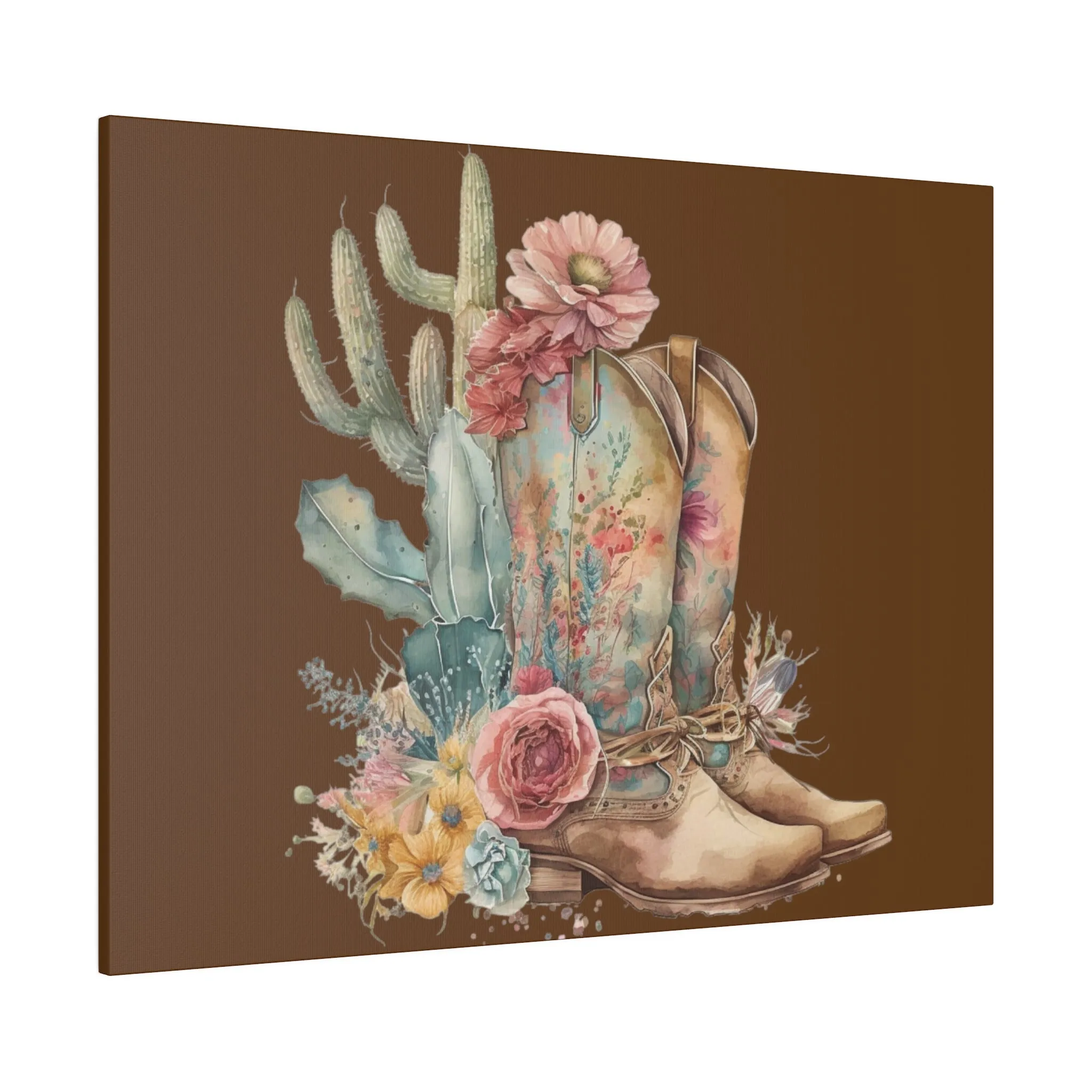 Boho Cowboy Boots Matte Canvas, Stretched, 0.75"