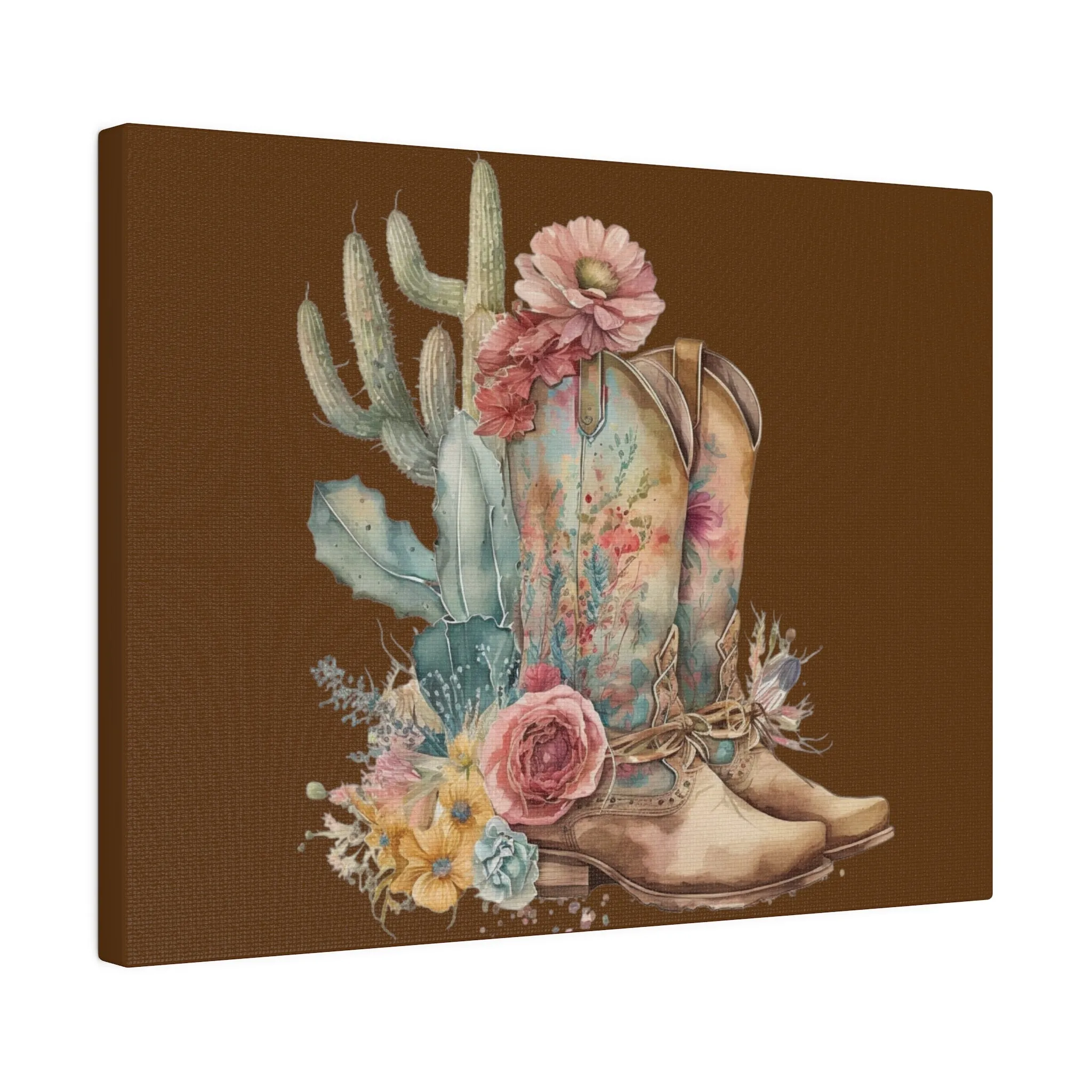 Boho Cowboy Boots Matte Canvas, Stretched, 0.75"