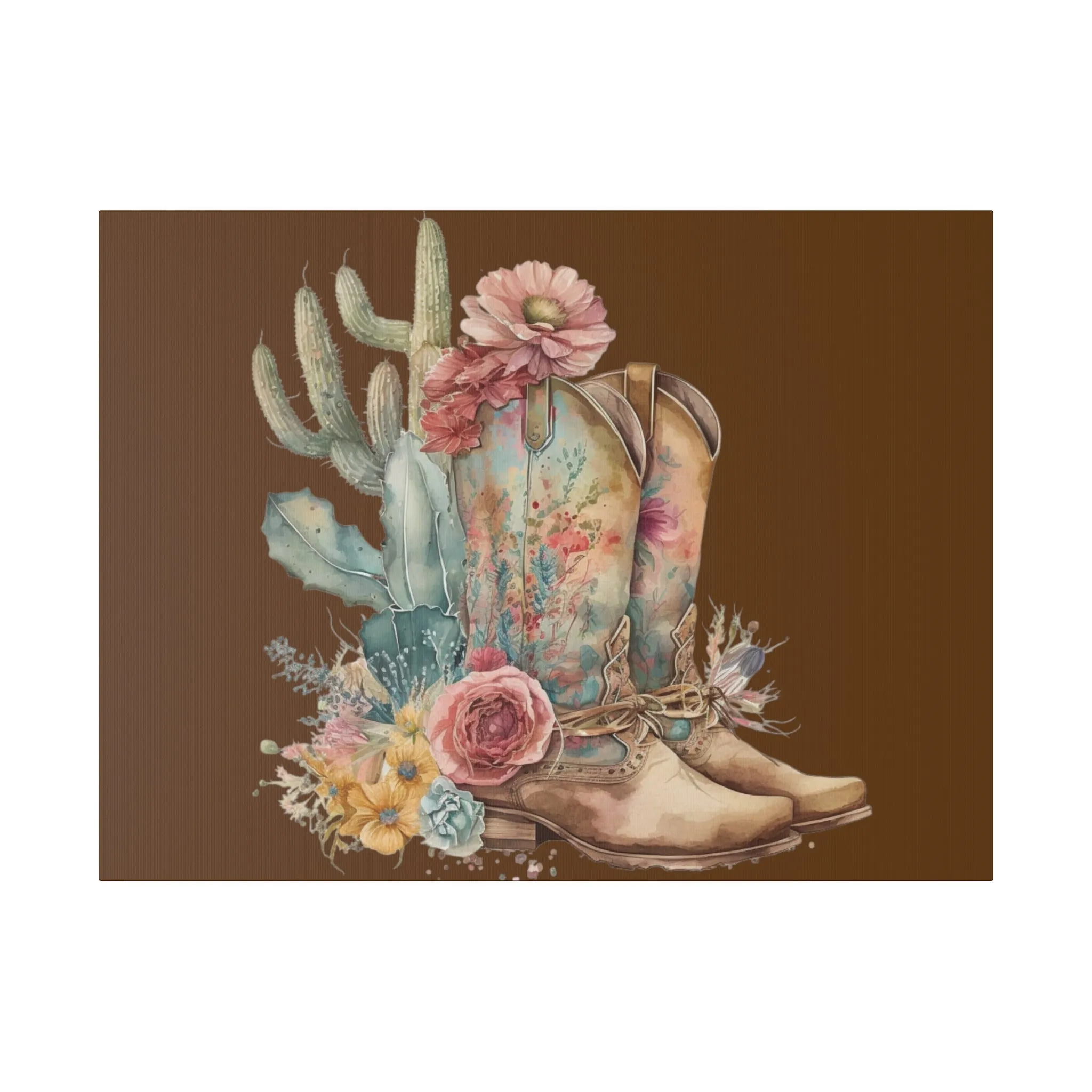 Boho Cowboy Boots Matte Canvas, Stretched, 0.75"