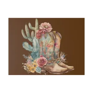 Boho Cowboy Boots Matte Canvas, Stretched, 0.75"