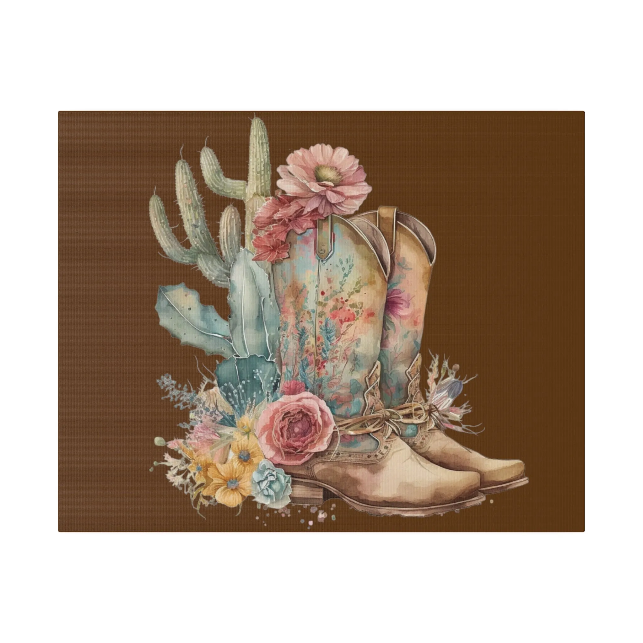 Boho Cowboy Boots Matte Canvas, Stretched, 0.75"