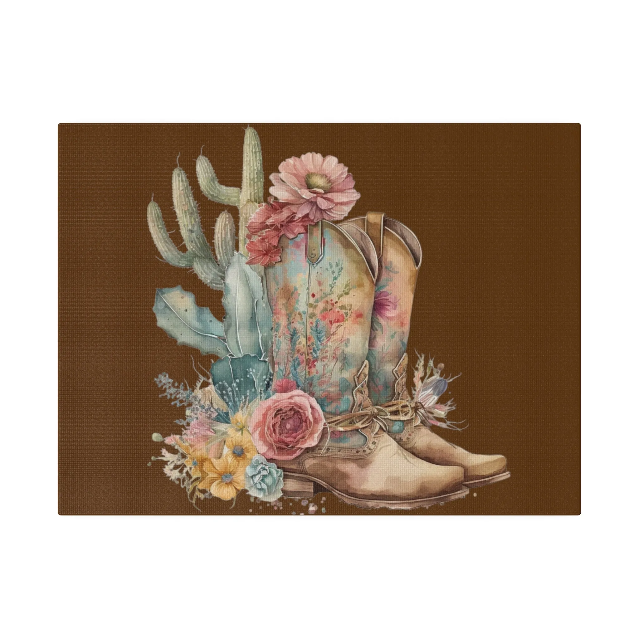 Boho Cowboy Boots Matte Canvas, Stretched, 0.75"