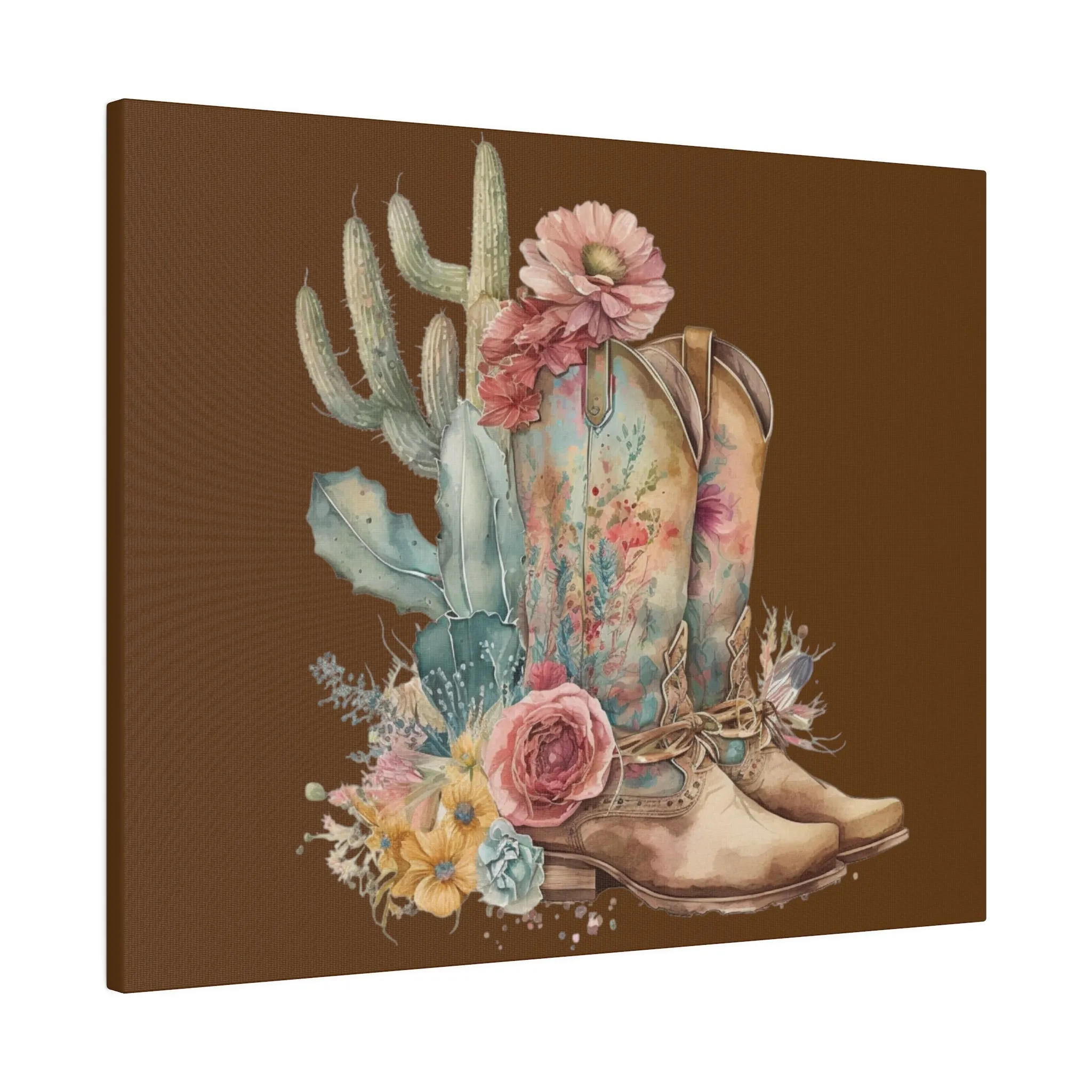 Boho Cowboy Boots Matte Canvas, Stretched, 0.75"