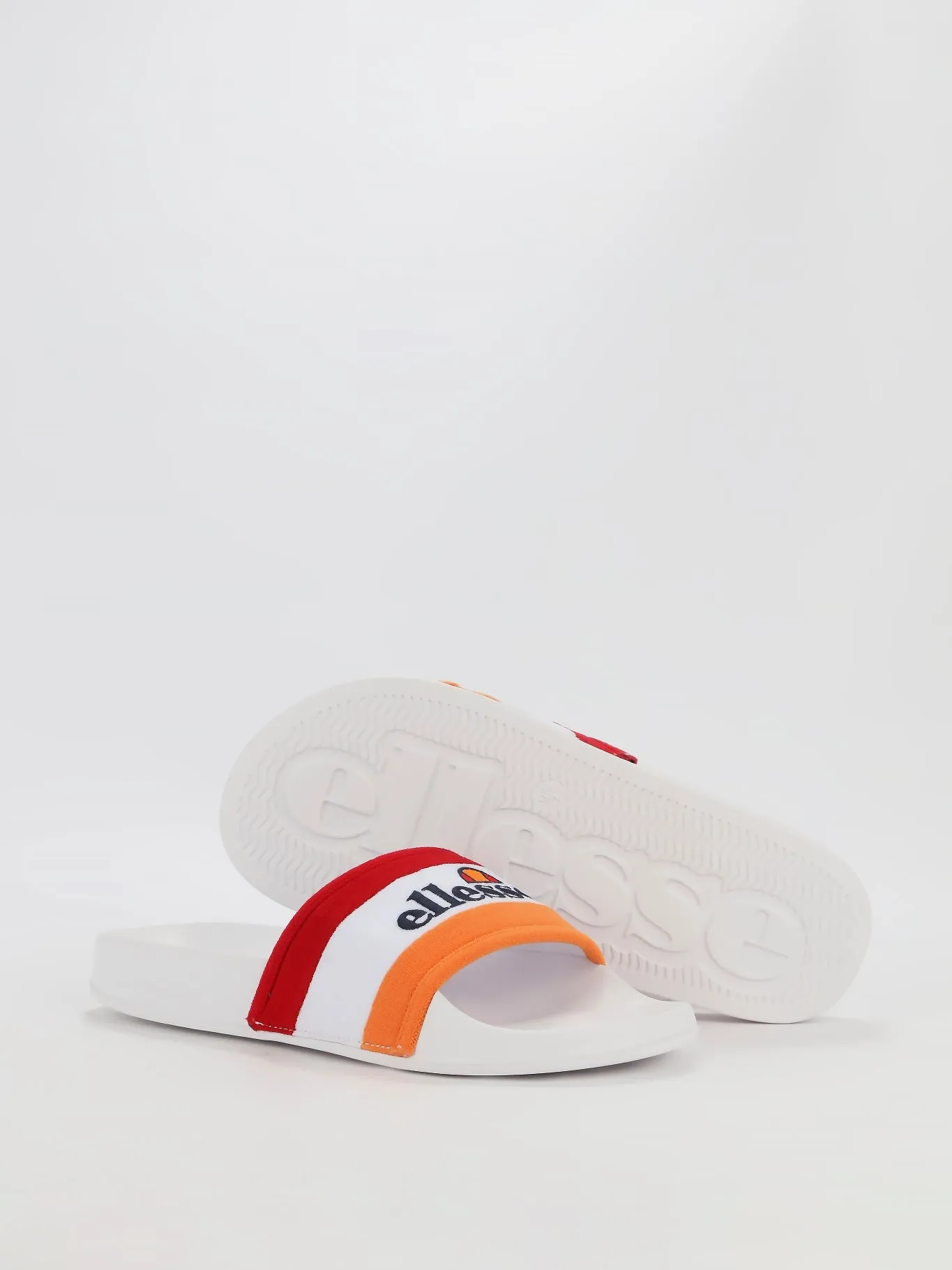Borgaro White Logo Stripe Slides