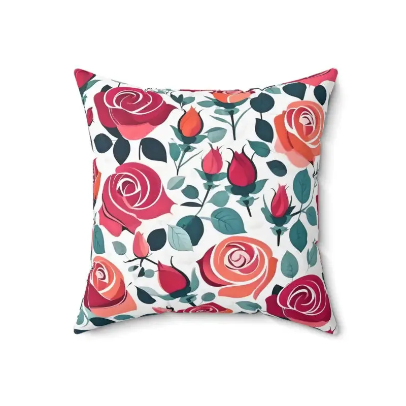 Chic Red Rose Polyester Pillow Brings Luxe Comfort