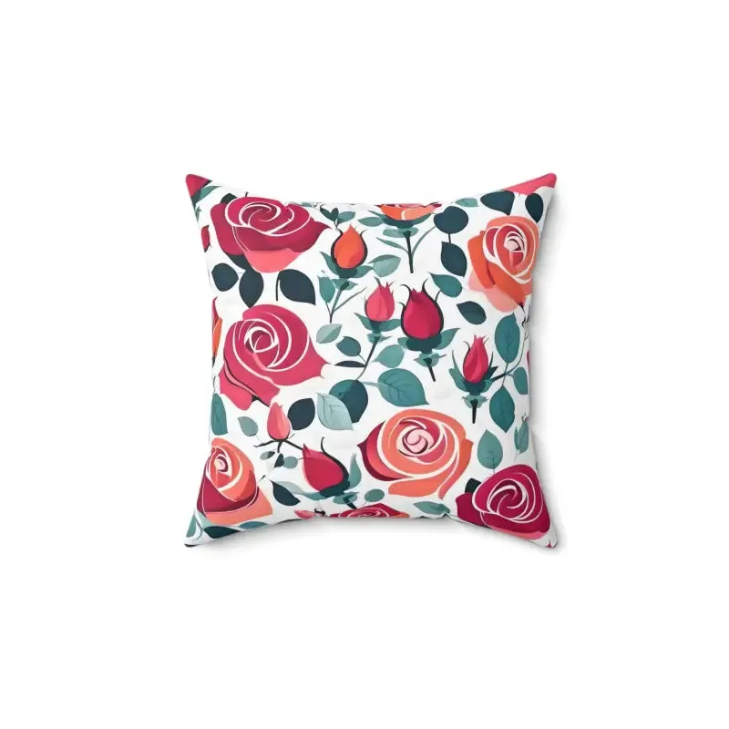 Chic Red Rose Polyester Pillow Brings Luxe Comfort