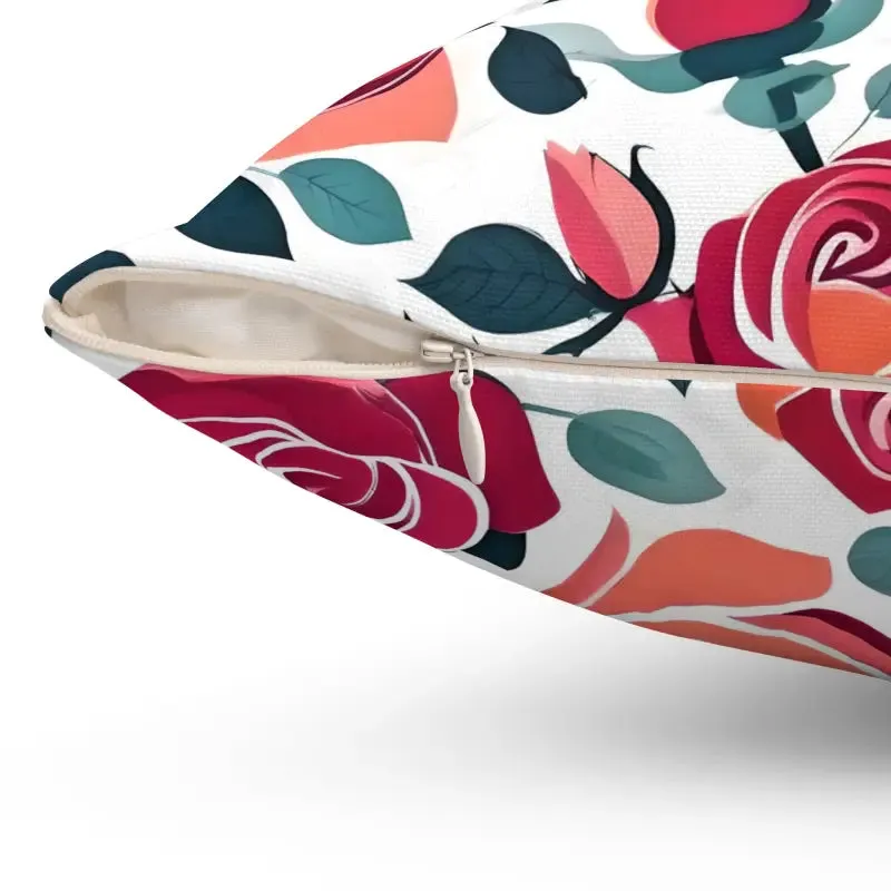Chic Red Rose Polyester Pillow Brings Luxe Comfort