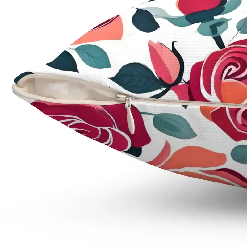 Chic Red Rose Polyester Pillow Brings Luxe Comfort