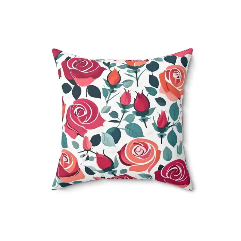 Chic Red Rose Polyester Pillow Brings Luxe Comfort