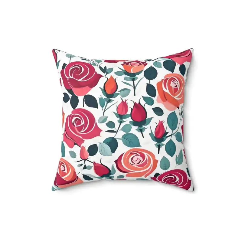 Chic Red Rose Polyester Pillow Brings Luxe Comfort