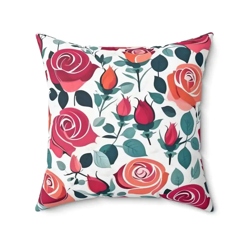 Chic Red Rose Polyester Pillow Brings Luxe Comfort