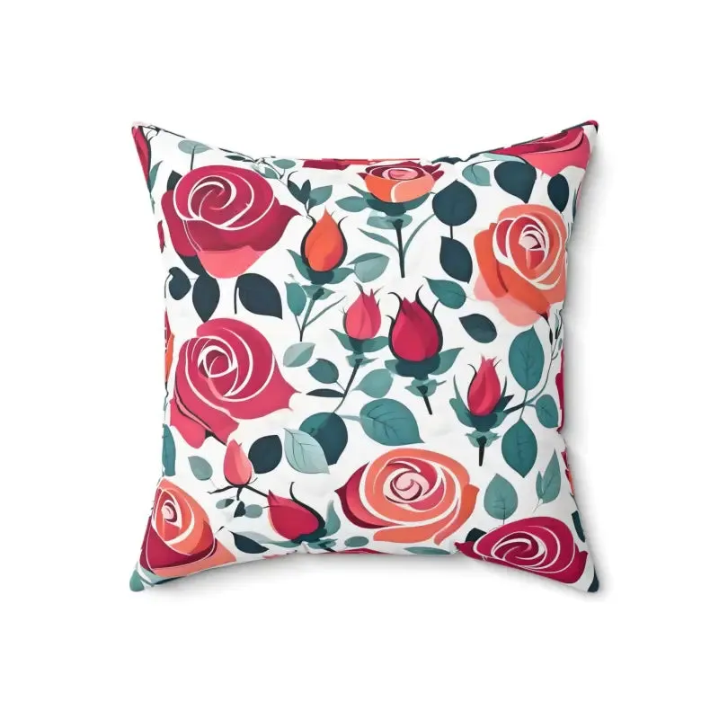 Chic Red Rose Polyester Pillow Brings Luxe Comfort