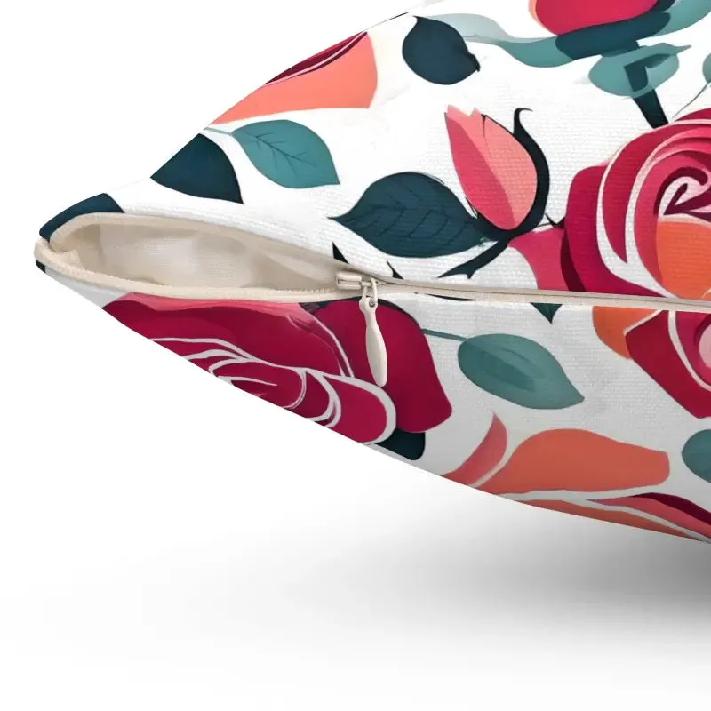 Chic Red Rose Polyester Pillow Brings Luxe Comfort