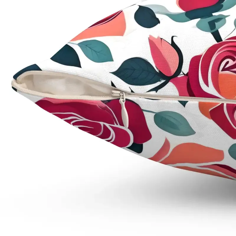 Chic Red Rose Polyester Pillow Brings Luxe Comfort