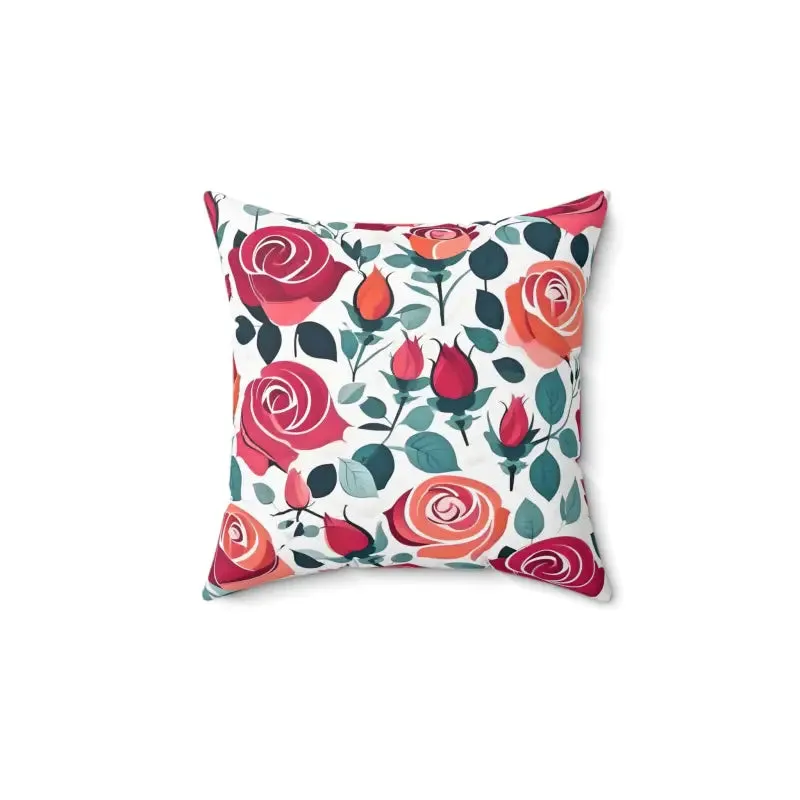 Chic Red Rose Polyester Pillow Brings Luxe Comfort