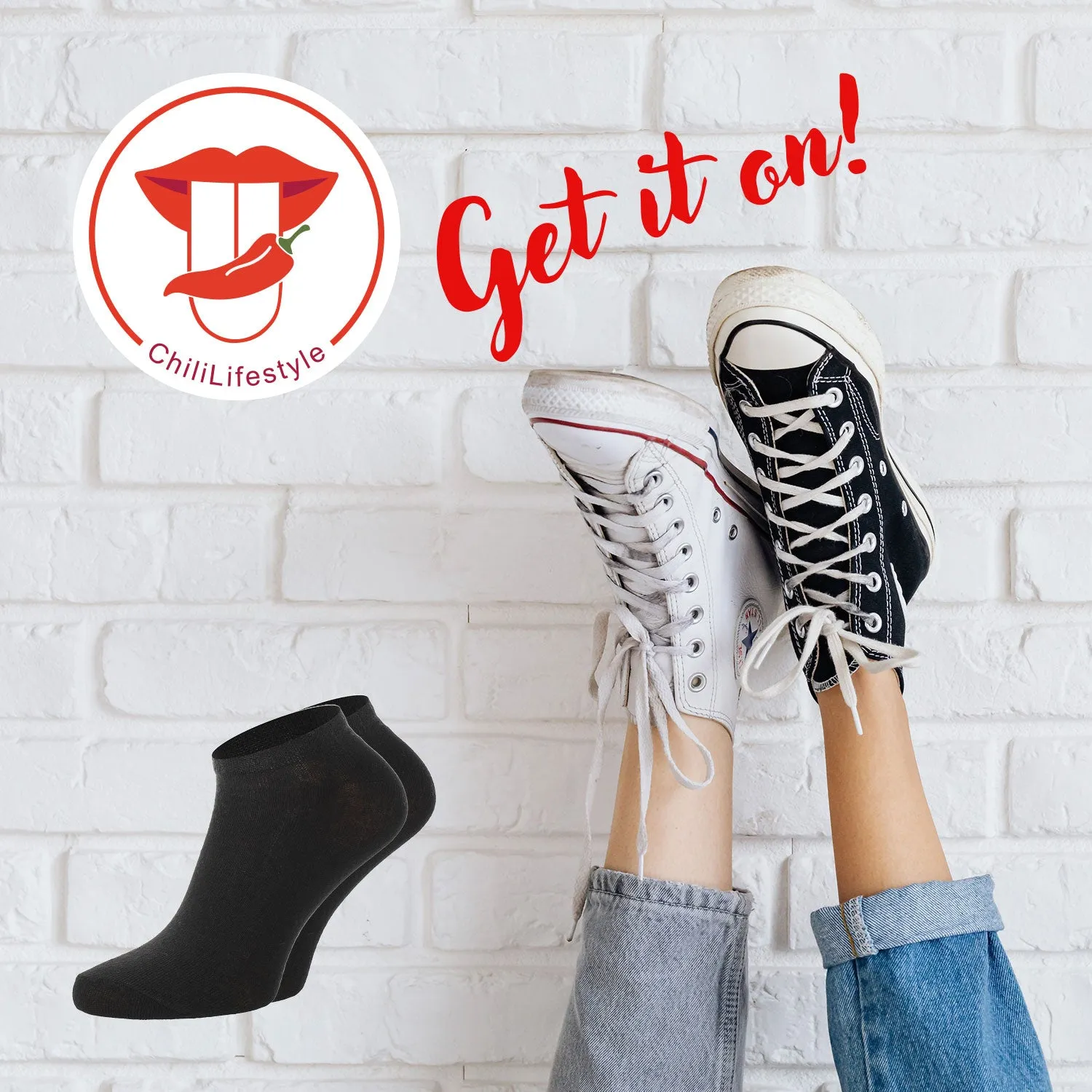 Chili Lifestyle SNEAKER Socken weiß oder schwarz 8 Paar Baumwolle