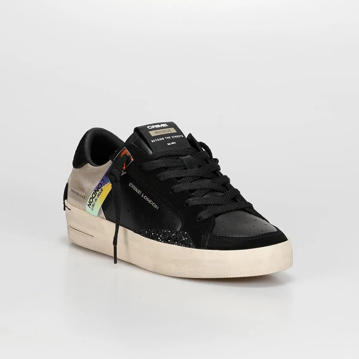 Crime London Sk8 Deluxe Platform Trainers - Black/Gold