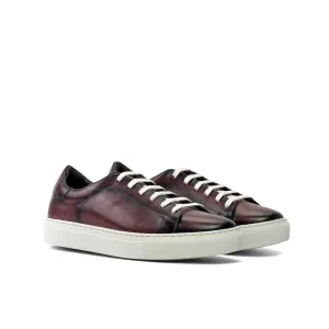 DapperFam Rivale in Burgundy Men's Hand-Painted Patina Trainer