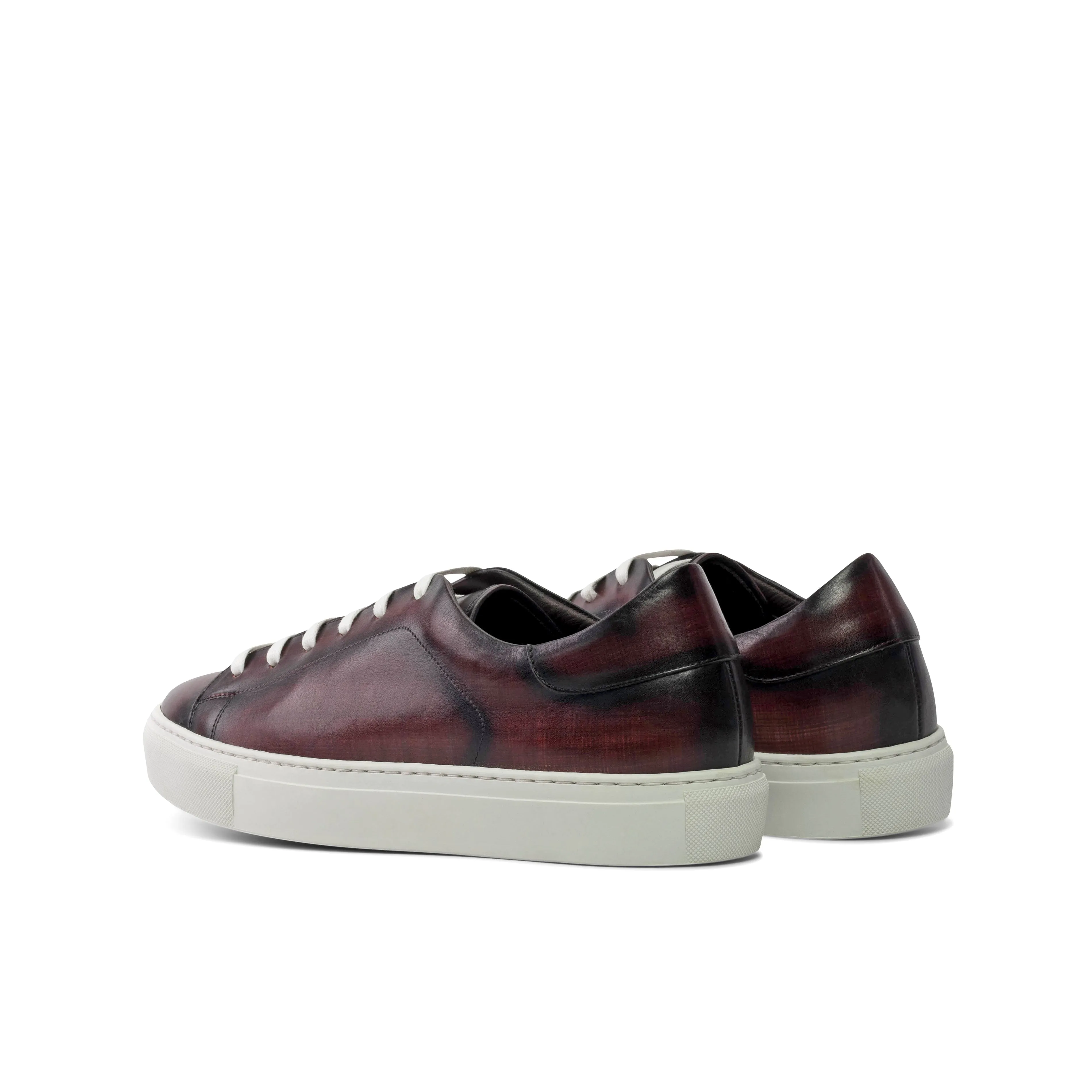 DapperFam Rivale in Burgundy Men's Hand-Painted Patina Trainer