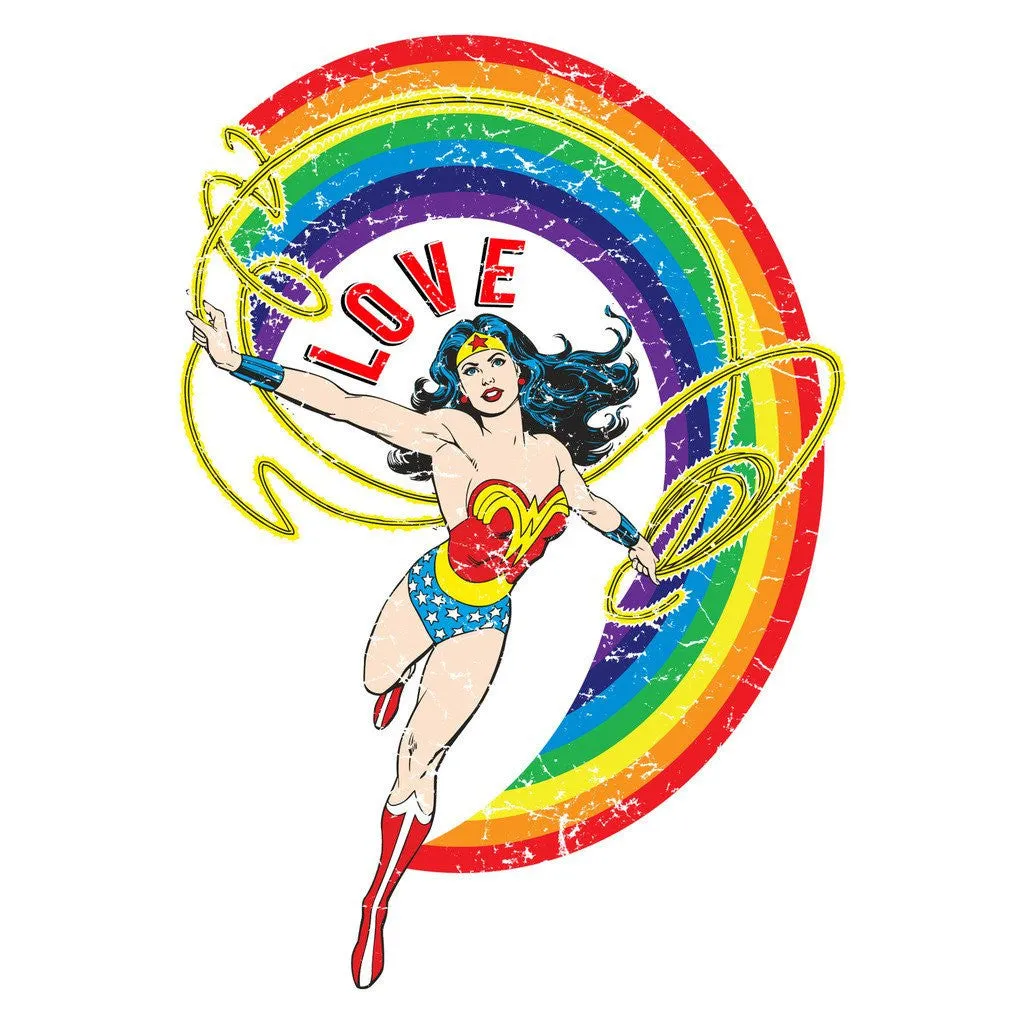 DC Comics Wonder Woman Rainbow Love Official Women's T-shirt (White)