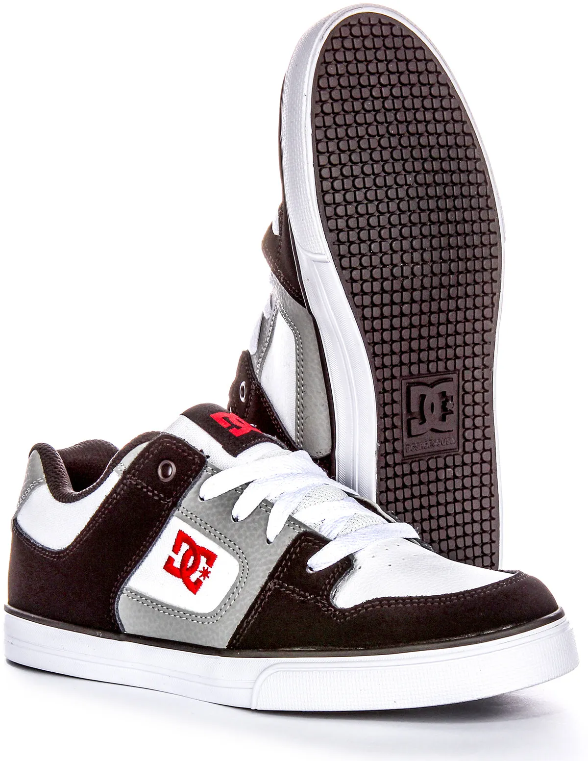Dc Shoes Pure In White Black Grey For Youth