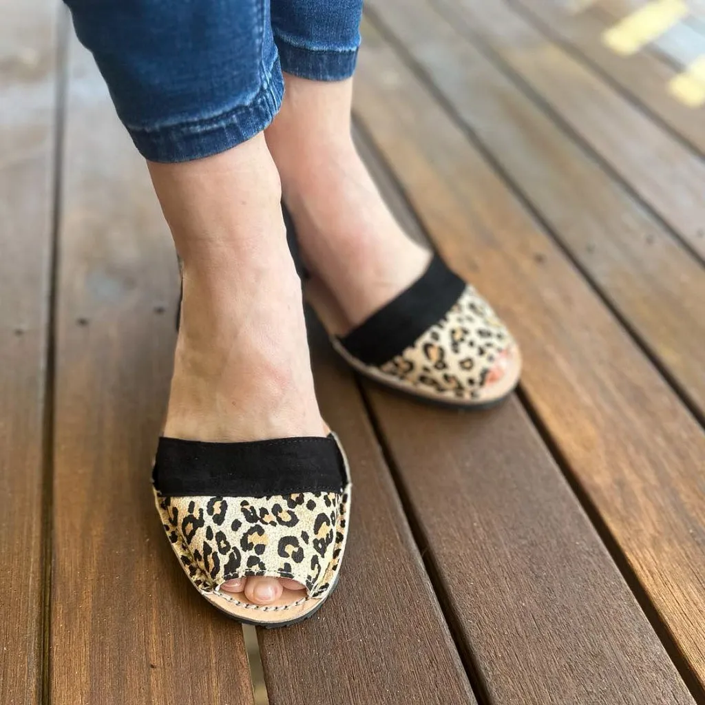 Duo Black & Leopard Avarca Sandals
